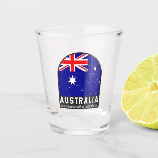 Verre A Shot Emblème du drapeau australien Vintage (Devant)