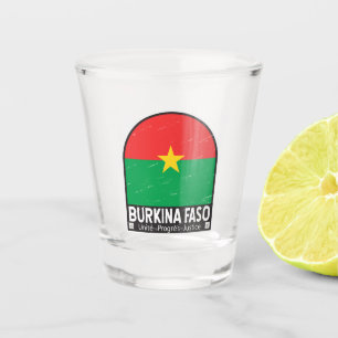 Verre A Shot Emblème du drapeau burkinabé Vintage