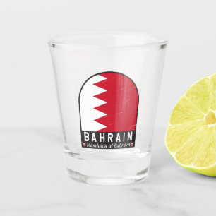 Verre A Shot Emblème du drapeau de Bahreïn Vintage