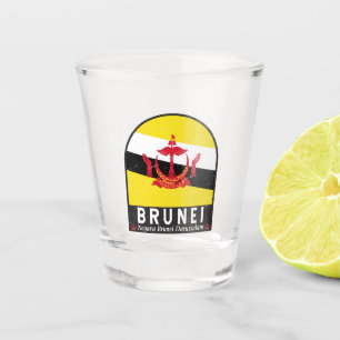 Verre A Shot Emblème du drapeau de Brunei Vintage