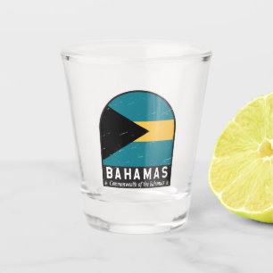 Verre A Shot Emblème du drapeau des Bahamas Vintage