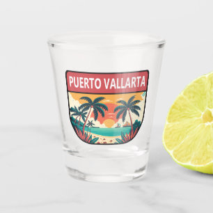 Verre A Shot Emblème rétro de Puerto Vallarta Mexique