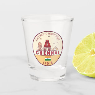 Verre A Shot Emblème Skyline de Chennai India City