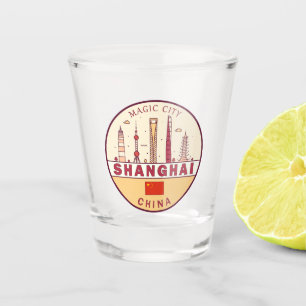 Verre A Shot Emblème Skyline de Shanghai Chine