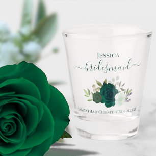 Verre A Shot Emerald Green Roses Elegant Bridesmaid Mariage