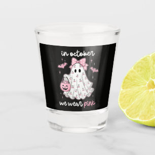 Verre A Shot en Octobre Nous Portons Rose Fantôme Halloween
