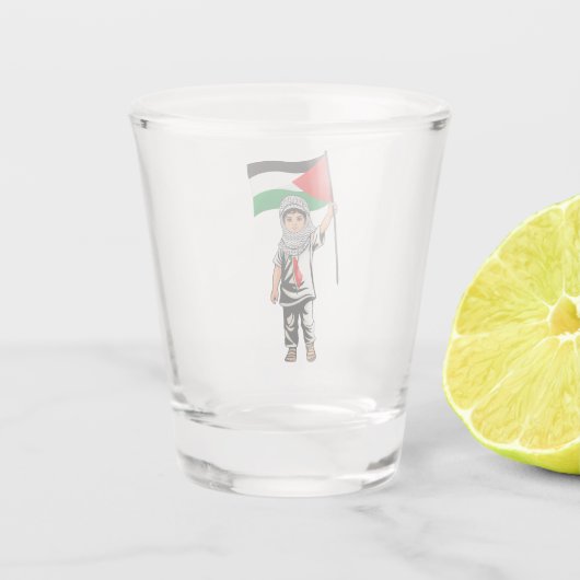 Verre A Shot Enfant avec Keffiyeh Palestine Drapeau et olivier (Dos)