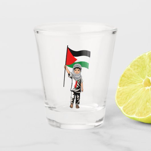 Verre A Shot Enfant avec Keffiyeh Palestine Drapeau et olivier (Devant)