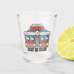 Verre A Shot Enseigne de diner rétro personnalisée NAME 50s Fif