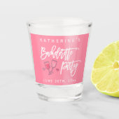 Verre A Shot Enterrement de Vie de Jeune Fille Rose et Blanc (Devant)