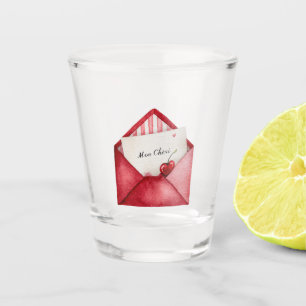 Verre A Shot Enveloppe Saint-Valentin Cœur de Cerise Rouge