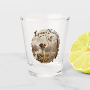 Verre A Shot Épagneul breton et bécasse