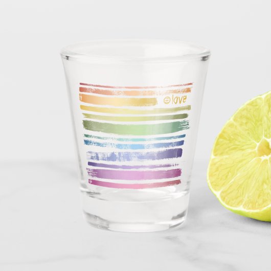 Verre A Shot Equality Love Rainbow Brush Strokes LGBTQ ID656 (Devant)