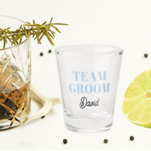 Verre A Shot Équipe de Mariage bleu clair Groom personnalisée