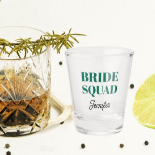 Verre A Shot Équipe de mariée vert émeraude personnalisée