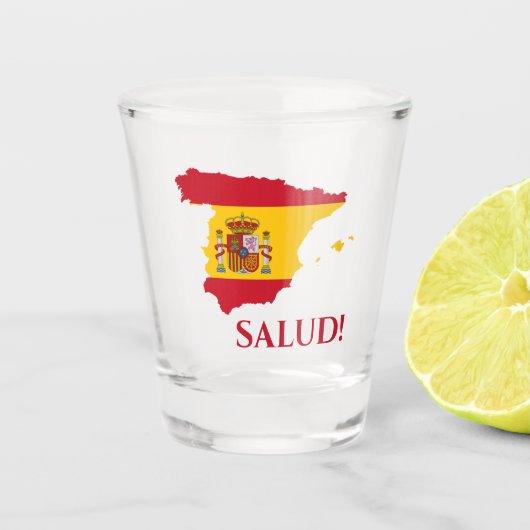 Verre A Shot Espagne Carte du Drapeau espagnol Salud Chefs (Devant)