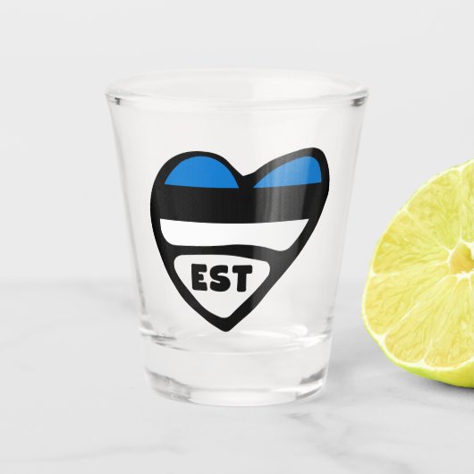 Verre A Shot Estonie Code Pays Coeur Drapeau, EST (Devant)