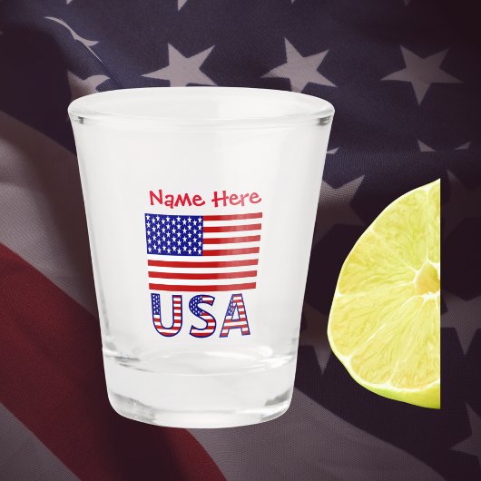 Verre A Shot Etats-Unis Amérique Drapeau Rouge Personnalisation