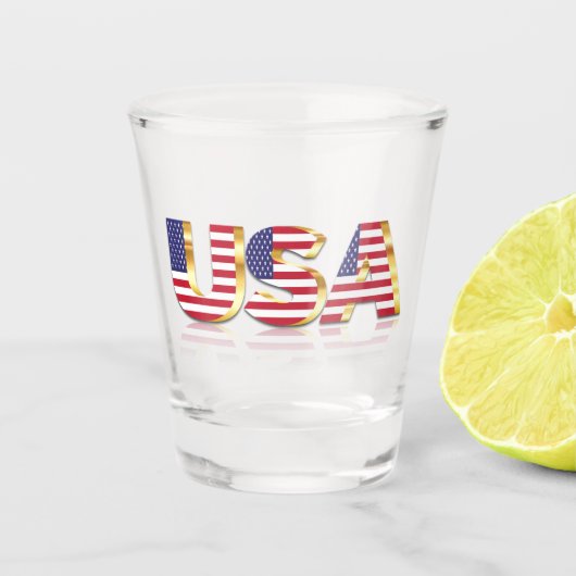 Verre A Shot États-Unis Drapeau Tiré (Devant)