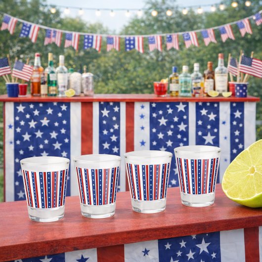 Verre A Shot Étoiles et rayures patriotiques 
