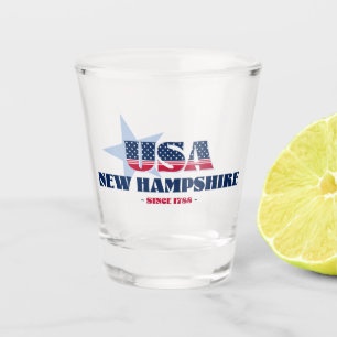 Verre A Shot Étoiles, rayures et New Hampshire