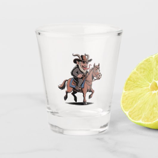 Verre A Shot EVIL Krampus Noël Cowboy Cheval Occident Noël (Devant)