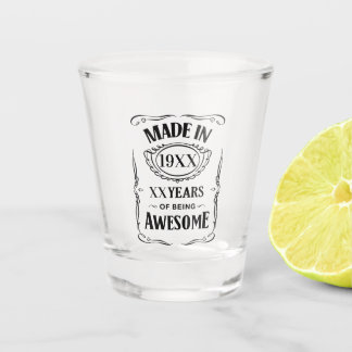 Verre A Shot Fabriqué dans l'année XX ans d'être un anniversair