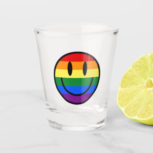 Verre A Shot Face souriante arc-en-ciel (Devant)