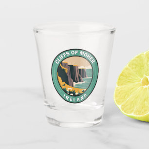 Verre A Shot Falaises de Moher Irlande Floral Travel Art Vintag