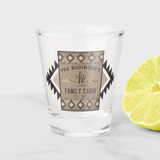 Verre A Shot Famille Cabine Rustique Sud-Ouest Autochtone Cactu (Devant)