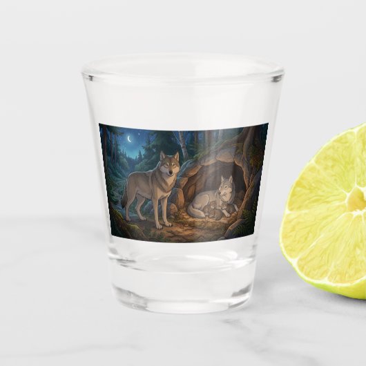 Verre A Shot Famille de loups (Devant)