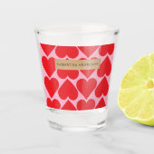 Verre A Shot Fancy Romantique Rouge & Coeurs Rose Motif Avec No (Devant)