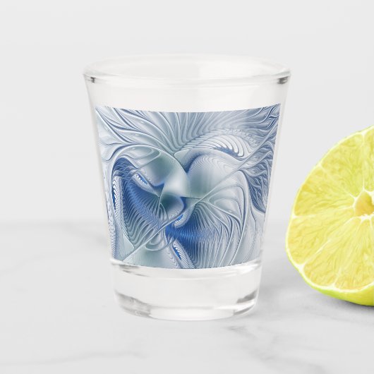 Verre A Shot Fantaisie dynamique Abstrait Tons bleus Art fracta (Devant)