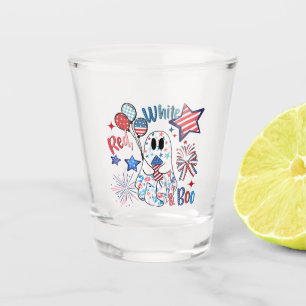 Verre A Shot Fantôme rouge blanc Boo patriotique Halloween du 4
