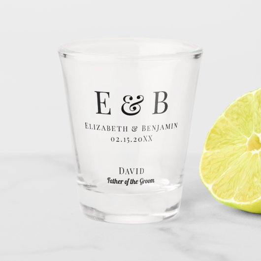Verre A Shot Father of the Groom Gift Monogram Wedding Minimal (Devant)