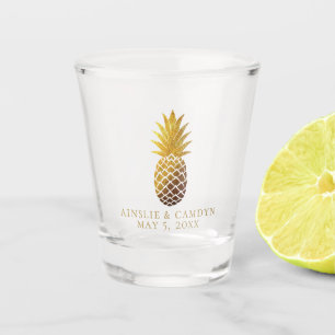 Verre A Shot Faveur de mariage d'ananas d'or de Faux