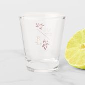 Verre A Shot Faveur de mariage monogramme de couple de feuillag (Dos)