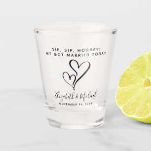 Verre A Shot Faveur mariage Sip Sip Hooray Coeurs