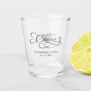 Verre A Shot Félicitations Toast de Mariage Noms des Mariés Dat