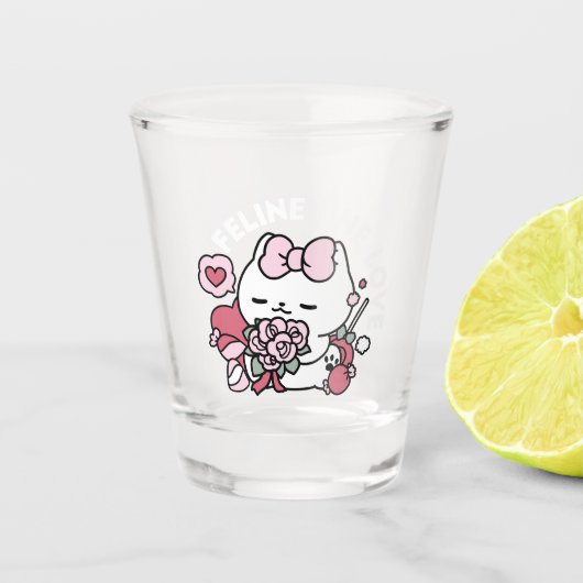 Verre A Shot Feline the Love - Design de chat de la belle Valen (Devant)