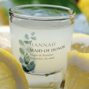 Verre A Shot Femme d'honneur Eucalyptus Mariage de verdure Cust