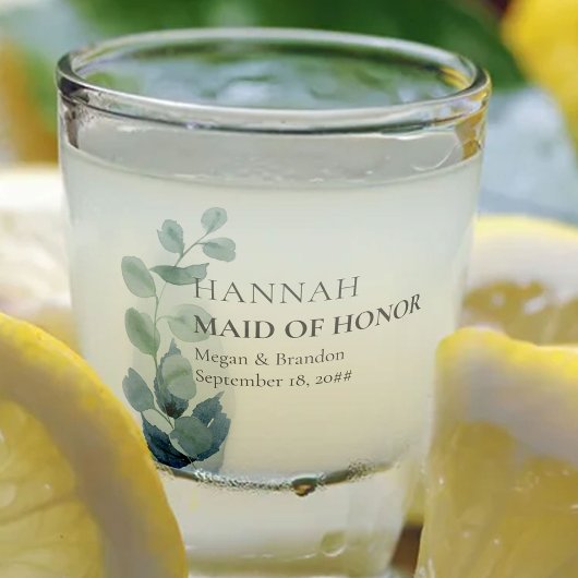 Verre A Shot Femme d'honneur Eucalyptus Mariage de verdure Cust