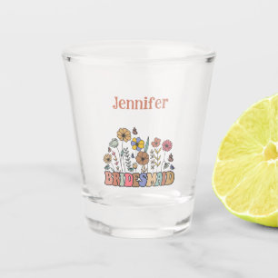 Verre A Shot Femme d'honneur florale rétro personnalisée