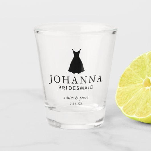 Verre A Shot Femme d'honneur habillée noire Mariage personnalis (Devant)