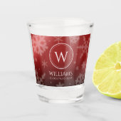 Verre A Shot Festif Red Foil Snowflakes Nom du monogramme (Devant)