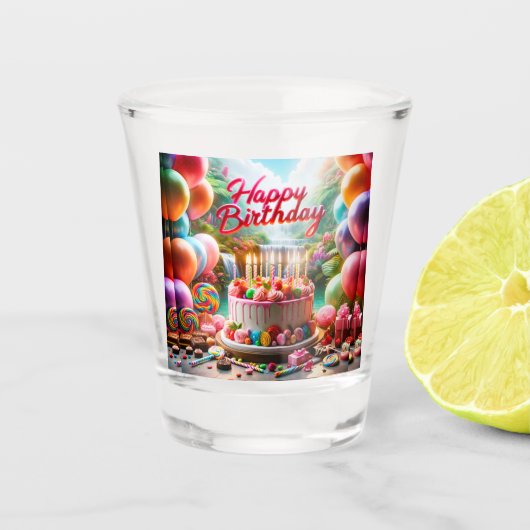 Verre A Shot Festive Fun Joyeux Anniversaire (Devant)