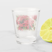 Verre A Shot Festive Rouge Blanc Floral Poinsettia Fleurs (Dos)