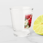 Verre A Shot Festive Rouge Blanc Floral Poinsettia Fleurs (Gauche)
