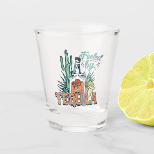 Verre A Shot Fête à thème Fueled By Tequila (Devant)