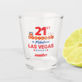Verre A Shot Fête d'anniversaire de Las Vegas - 21e anniversair (Devant)